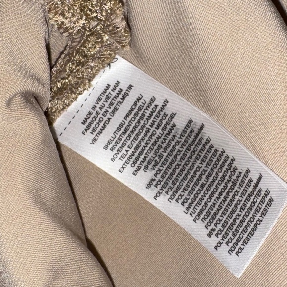 Lauren Ralph Lauren Champagne Lace Sheath Dress Gold Metallic 10 - Picture 8 of 14